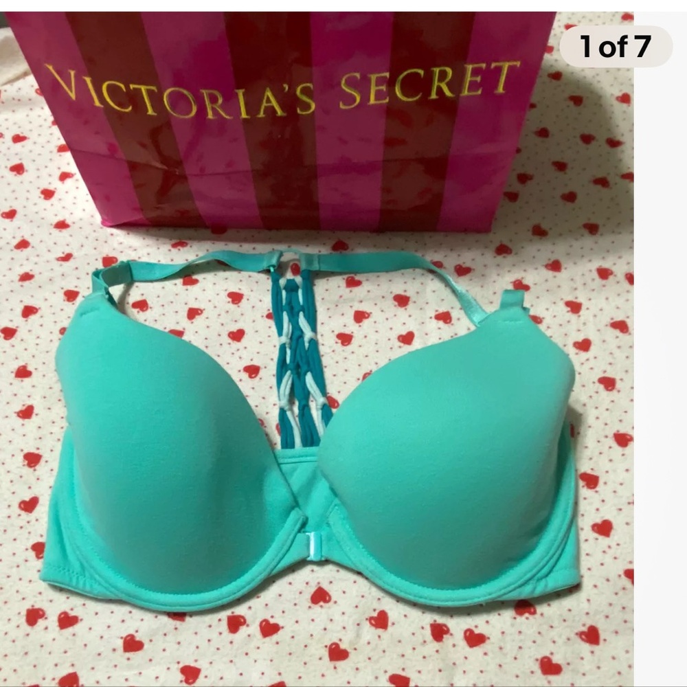 Victoria’s Secret front closure lined Demi bra, 32DD~light Aqua~See Pictures